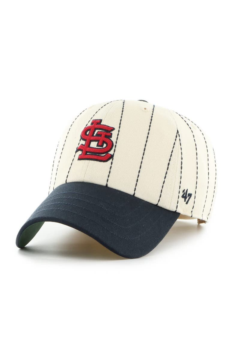 '47 Men's '47 x Rawlings Natural/Navy St. Louis Cardinals Pinstripe Clean Up Adjustable Hat, Alternate, color, Natural