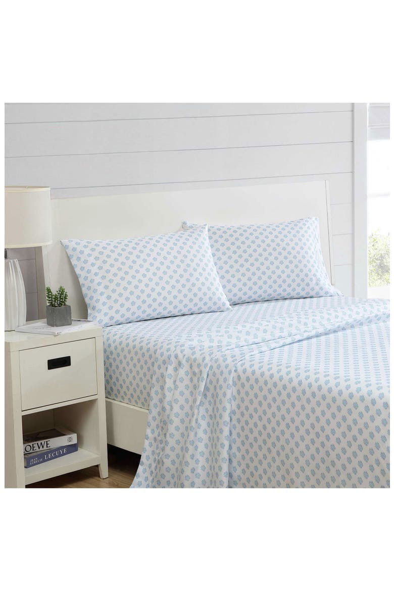 Coastal Coral Print Microfiber Sheet Set, Alternate, color, LT-PASTEL BLUE