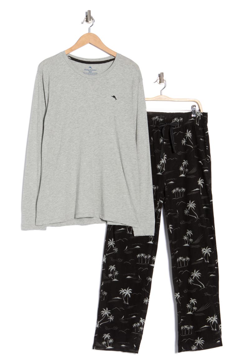 Long Sleeve Pajamas, Alternate, color, BLACK PALM TREES