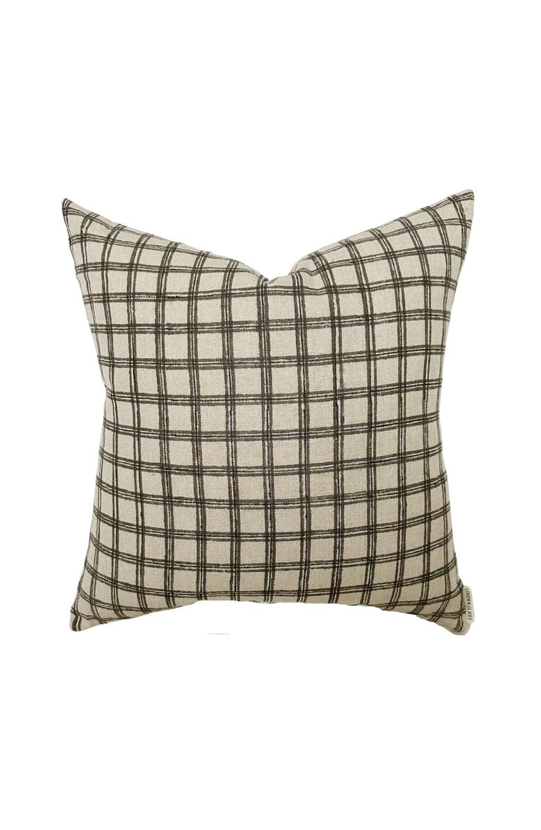 Linen & James Beck Blue Brown Plaid Pillow Cover, Main, color, Natural