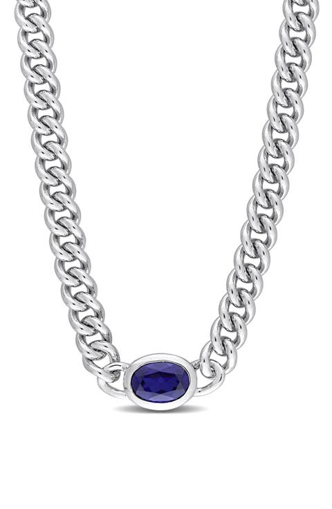 Lab-Grown Sapphire Pendant Necklace