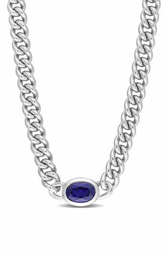 DELMAR Lab-Grown Sapphire Pendant Necklace