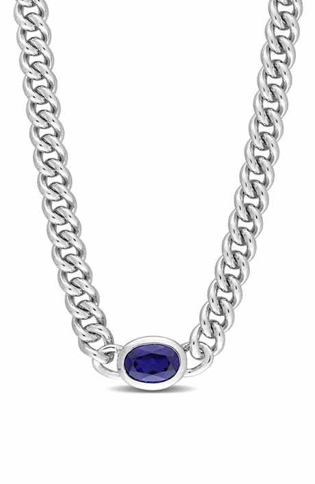 DELMAR Lab-Grown Sapphire Pendant Necklace