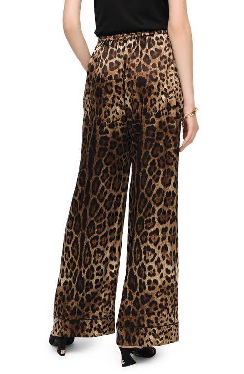 Dolce & Gabbana Printed Silk Pants In Brown