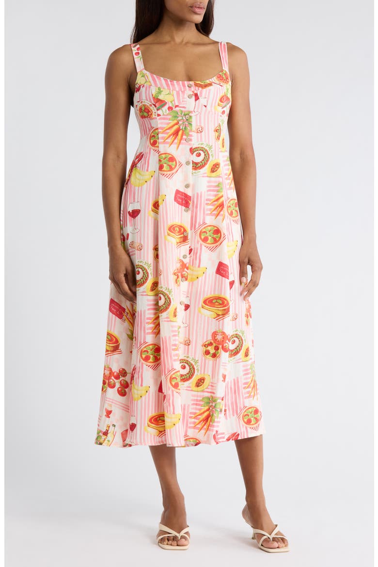 Button-Up Sundress, Main, color, IVORY MULTI