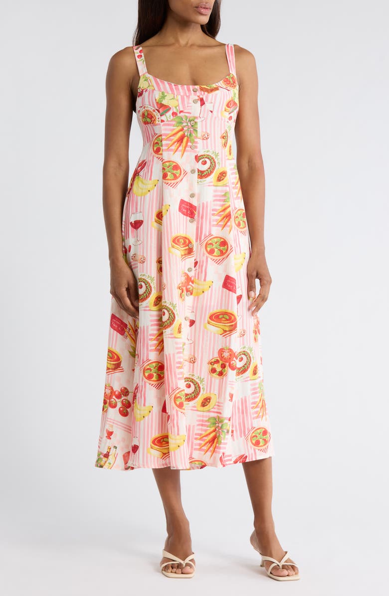 Blu Pepper Button-Up Sundress, Main, color, Ivory Multi