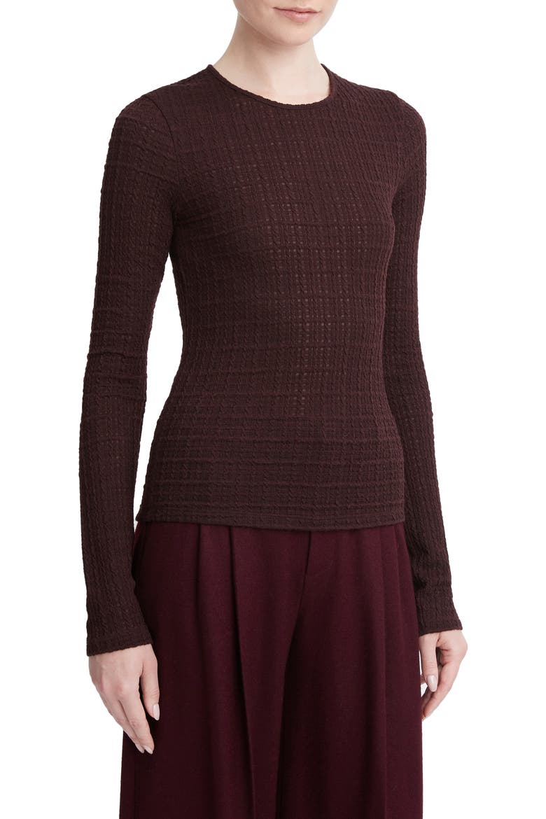 Plaid Jacquard Wool Blend Knit Top, Alternate, color, BLACK FIG