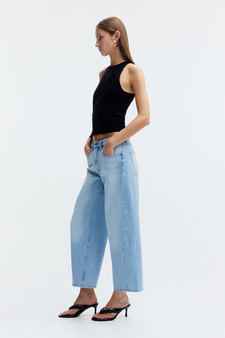 Barrel Regular Waist Ankle Jeans, Alternate, color, Light denim blue
