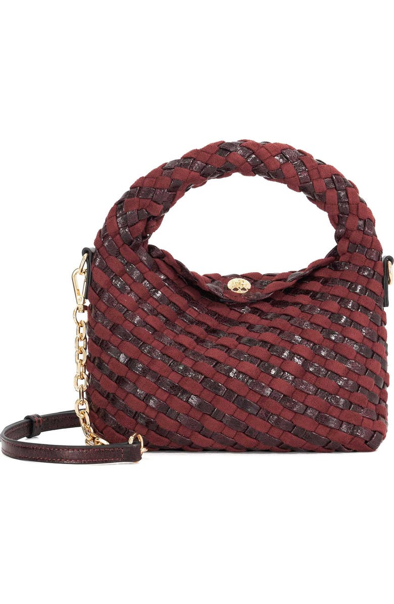Dune London Dinkydeliberate Woven Top Handle Bag, Main, color, Purple/ Burgundy