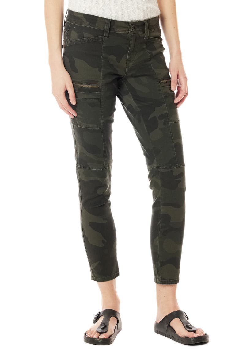 Claire Camo Print Utility Ankle Crop Skinny Pants, Main, color, BASIL