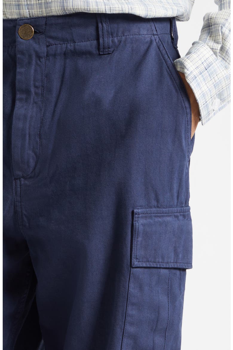 Cotton Herringbone Wide Leg Cargo Pants, Alternate, color, NAVY