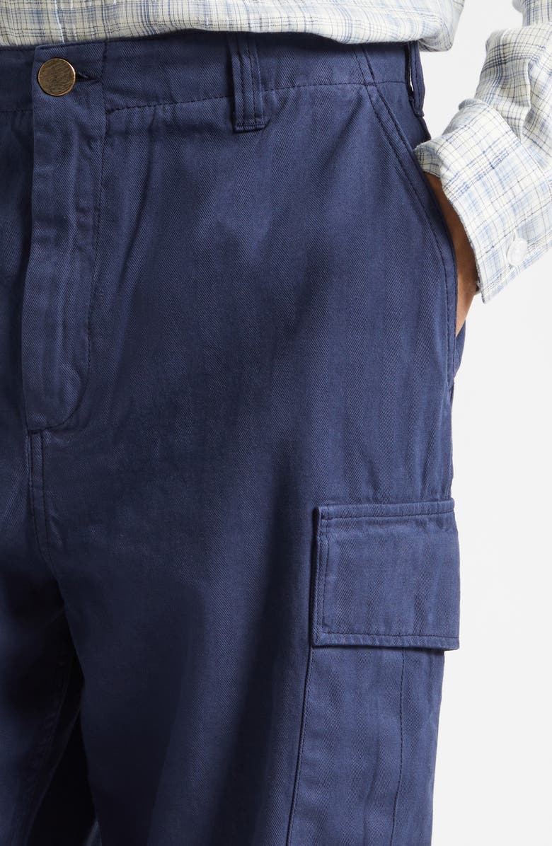 PALMES Cotton Herringbone Wide Leg Cargo Pants, Alternate, color, Navy