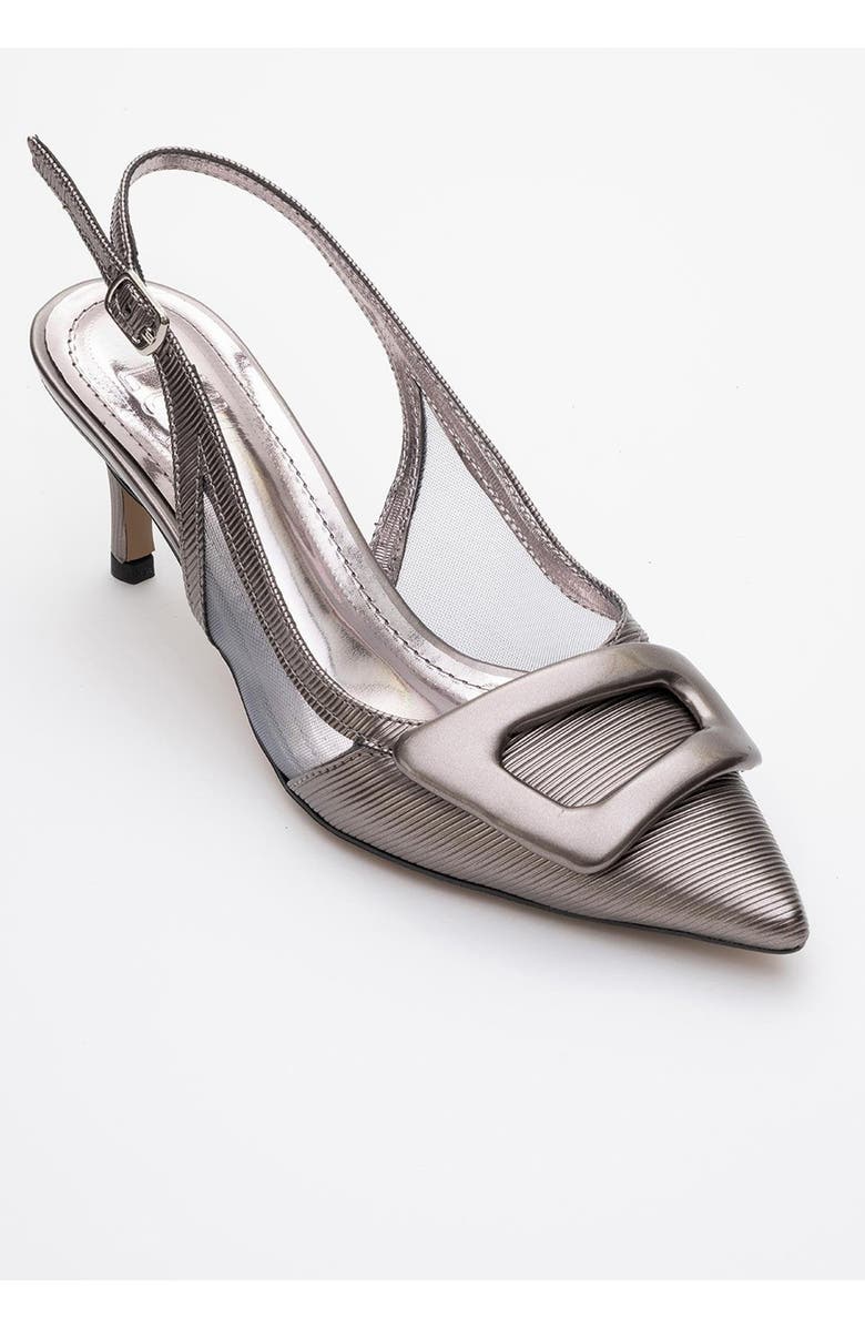 Prologue Shoes Foley Pointed Toe Slingback Stiletto Pump, Alternate, color, Platinum