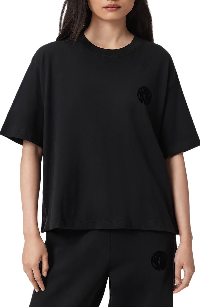 AllSaints Zanda Oversize Cotton T-Shirt, Main, color, Black