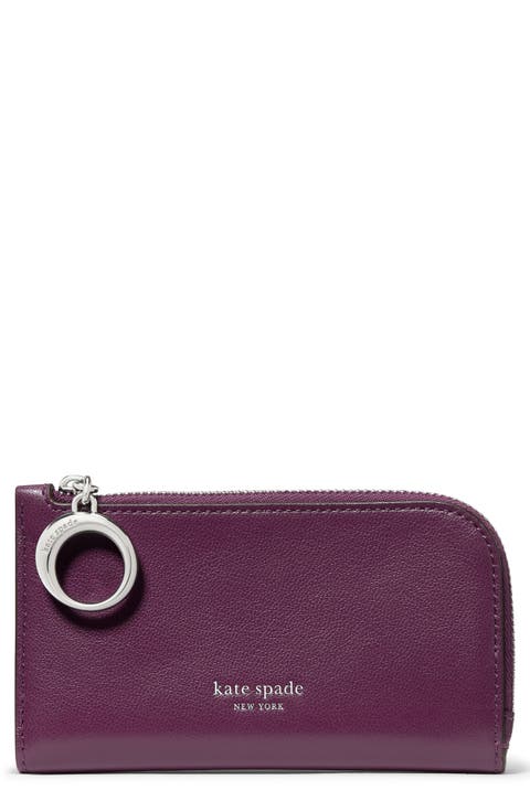 small halo fine grain leather zip wallet