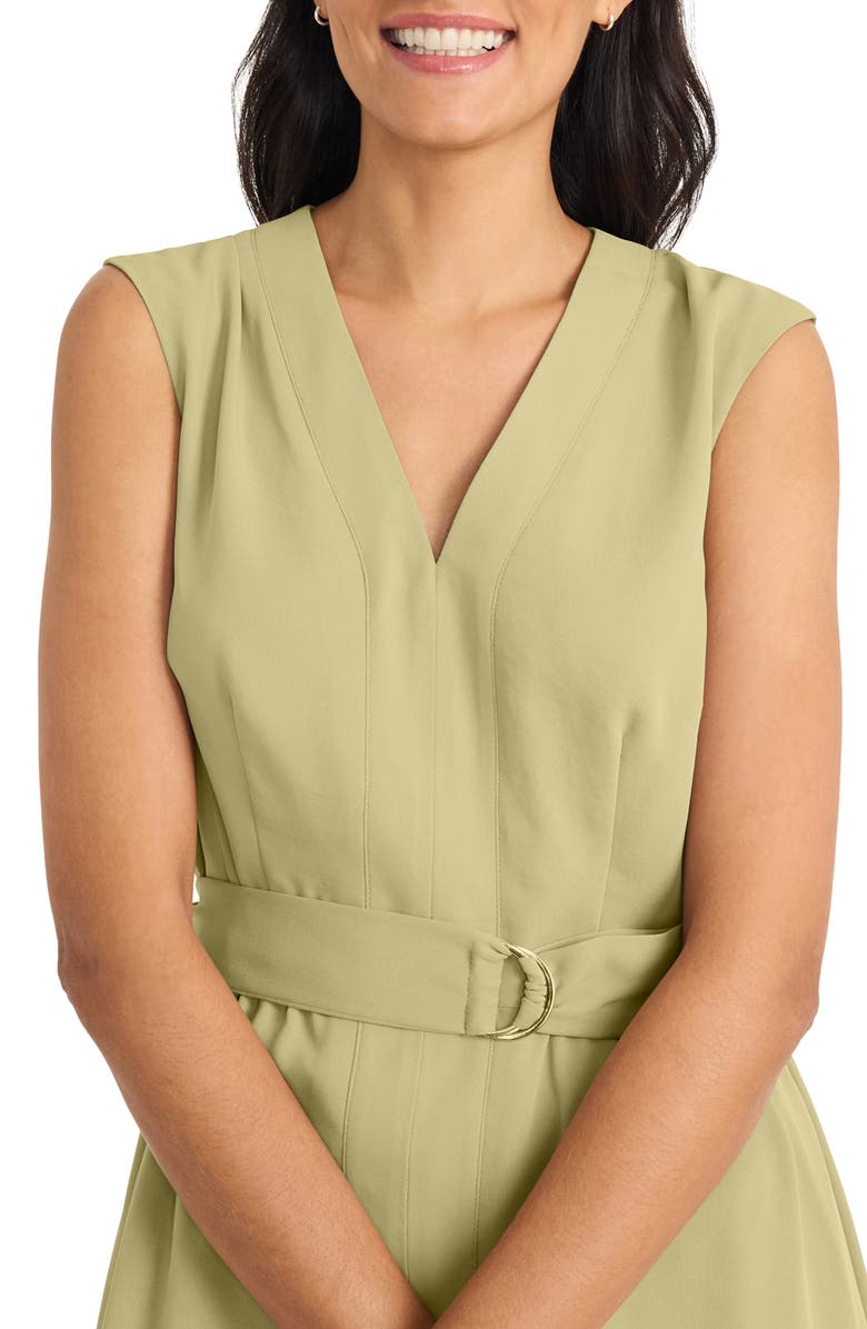 Maggy London Sleeveless Belted Midi Dress, Alternate, color, Moss