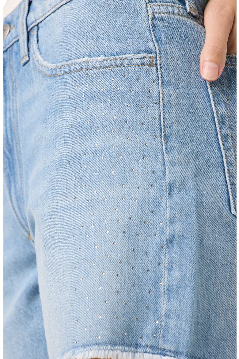 Crystal Embellished Relaxed Denim Cutoff Shorts, Alternate, color, CHARITY