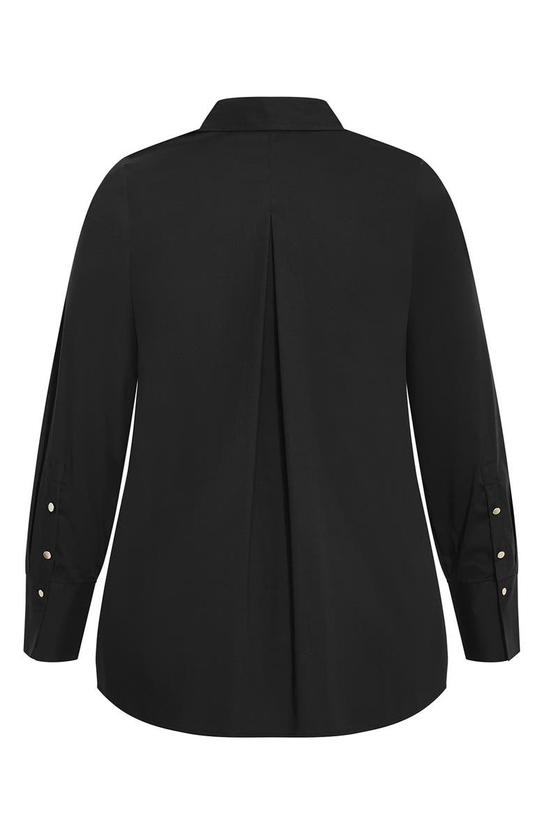 City Chic Elevated Stretch Woven Button-Up Shirt, Alternate, color, Black
