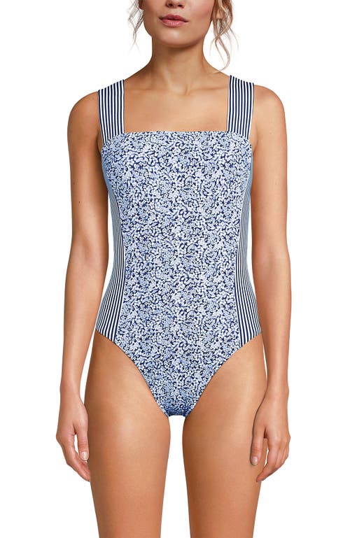 LANDS' END LANDS' END SQUARE NECK HIGH LEG ONE PIECE SWIMSUIT