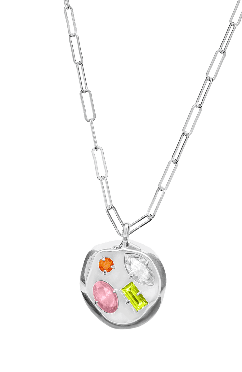 Birthdate Co. The April Birthdate Silver Pendant, Main, color, 