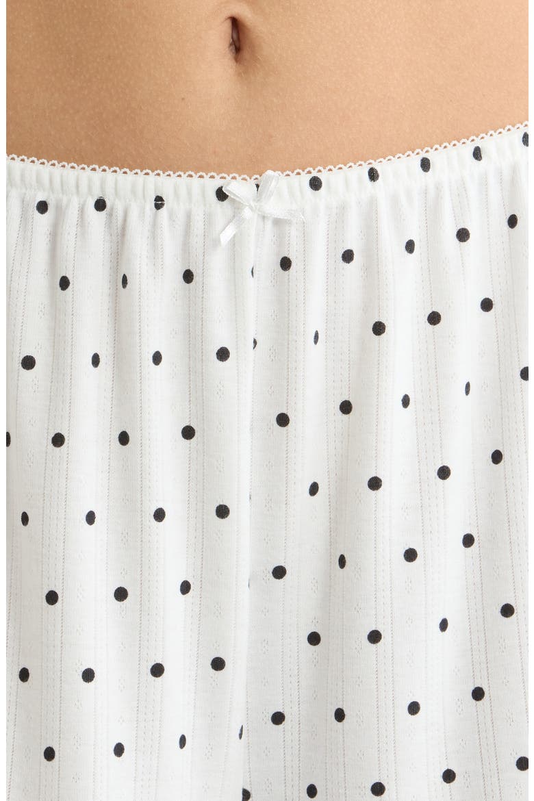 Print Pointelle Knit Short Pajamas, Alternate, color, WHITE/ BLACK DOT