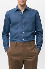MANGO Denim Button-Up Shirt