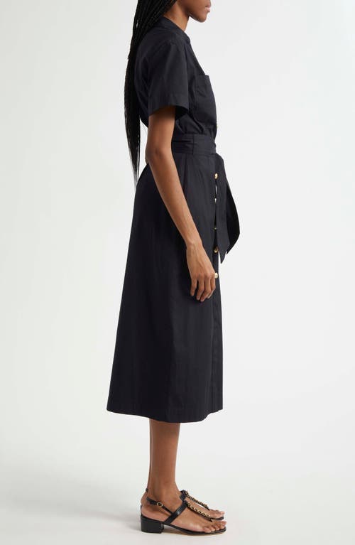 Veronica Beard Tabby Short-sleeve Midi Shirtdress In Black