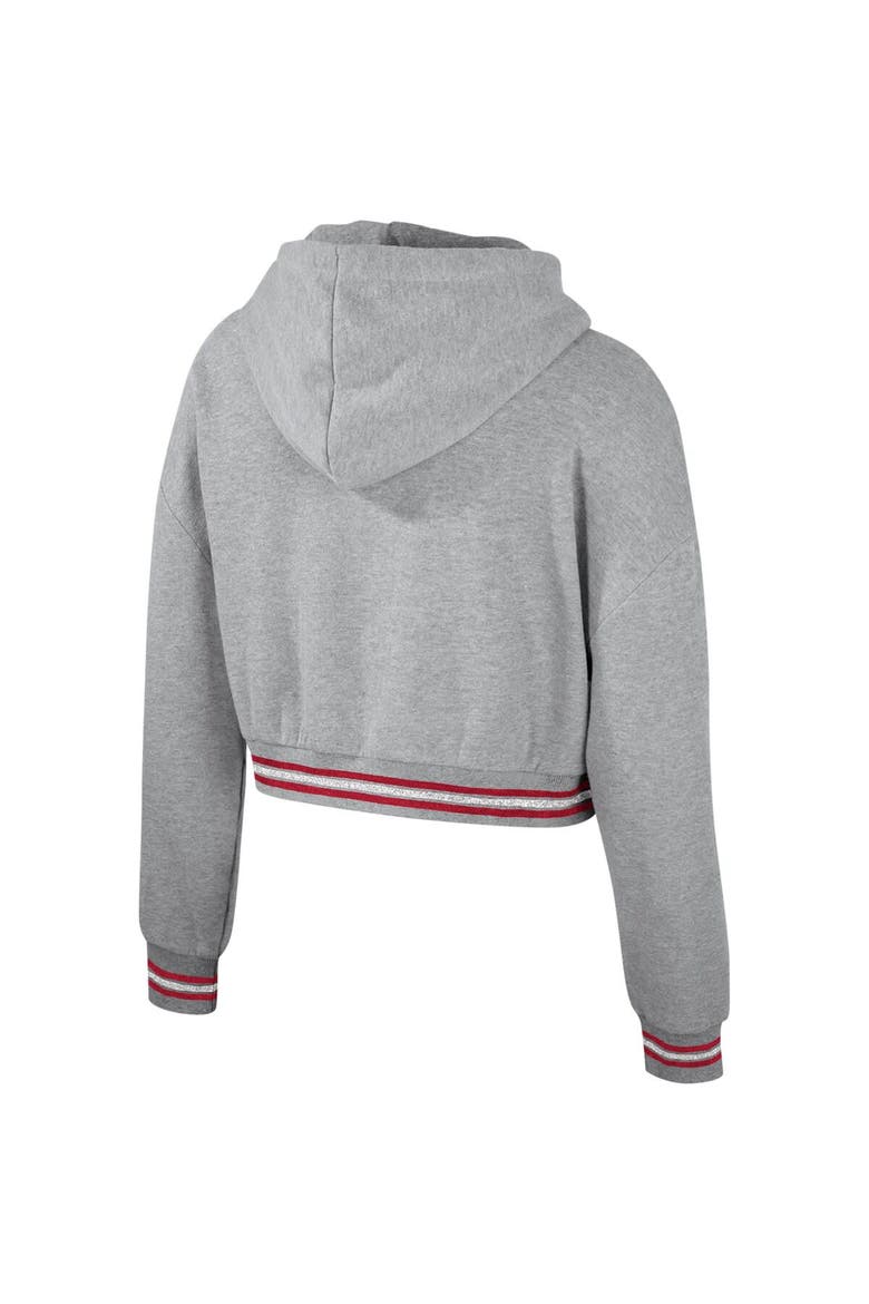 Women's The Wild Collective Heather Gray Alabama Crimson Tide Cropped Shimmer Pullover Hoodie, Alternate, color, Heather Gray