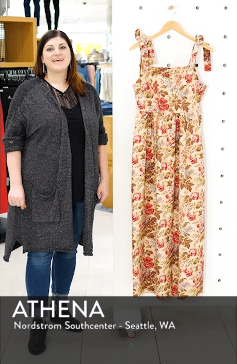 Floral Print Tie Shoulder Cotton Maxi Dress, sales video thumbnail