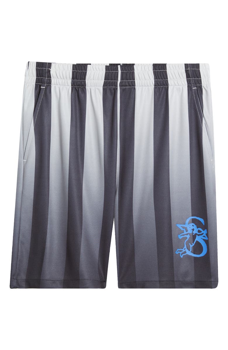 SANTO STUDIO Team Palermo Stripe Mesh Soccer Shorts, Alternate, color, Black