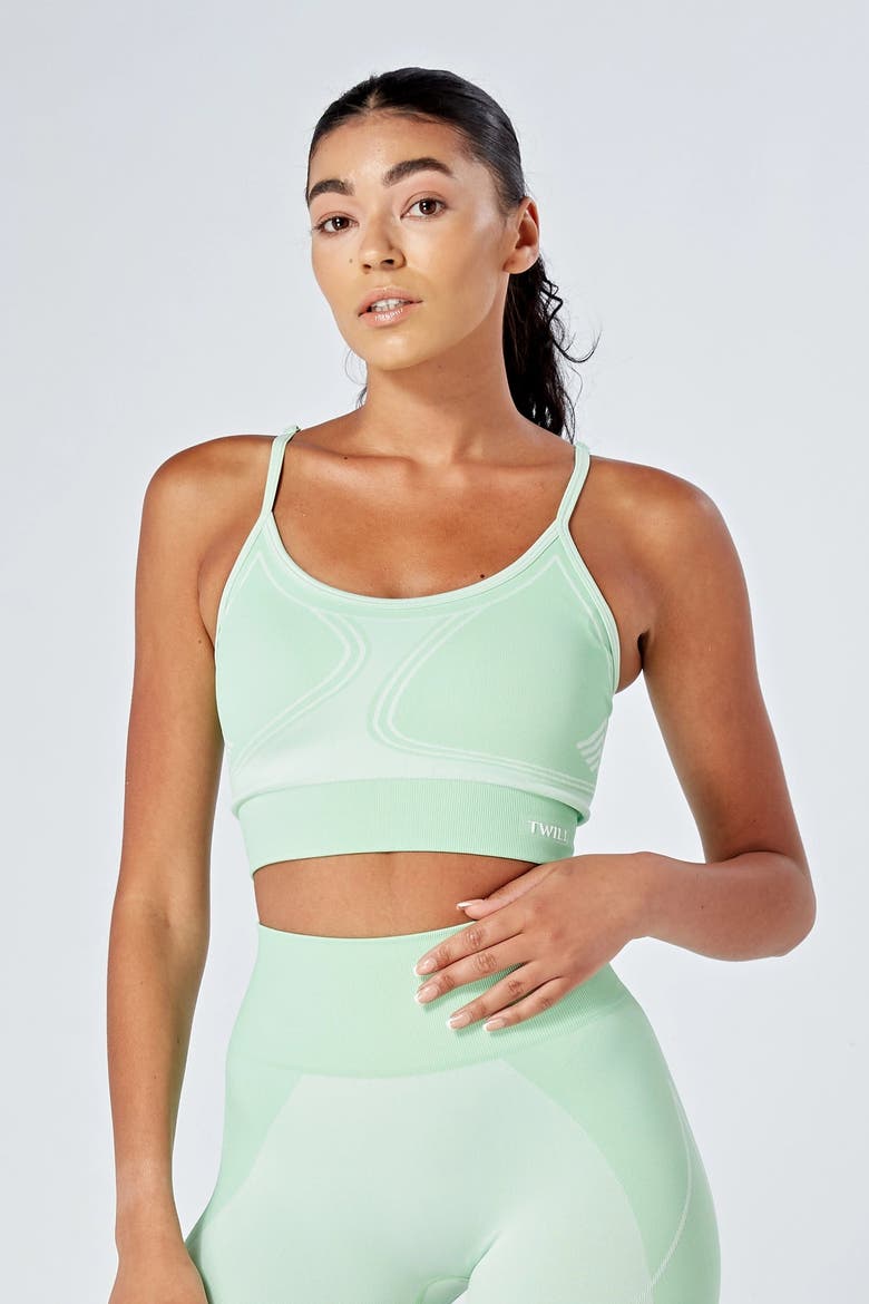 Recycled Color Block Body Fit Seamless Sports Bra, Main, color, Green
