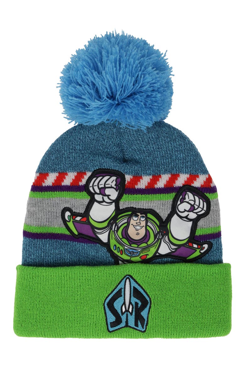 Kids' Buzz Lightyear Beanie & Gloves Set, Alternate, color, BLUE/ GREEN MULTI