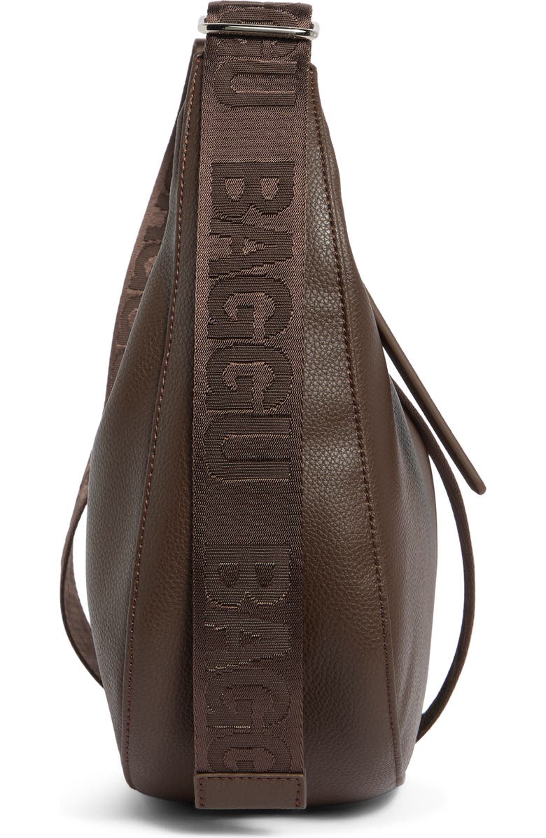 Baggu Medium Recycled Leather Crescent Shoulder Bag, Alternate, color, Brown