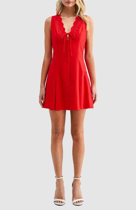 Sleeveless Button Front Pleated Minidress