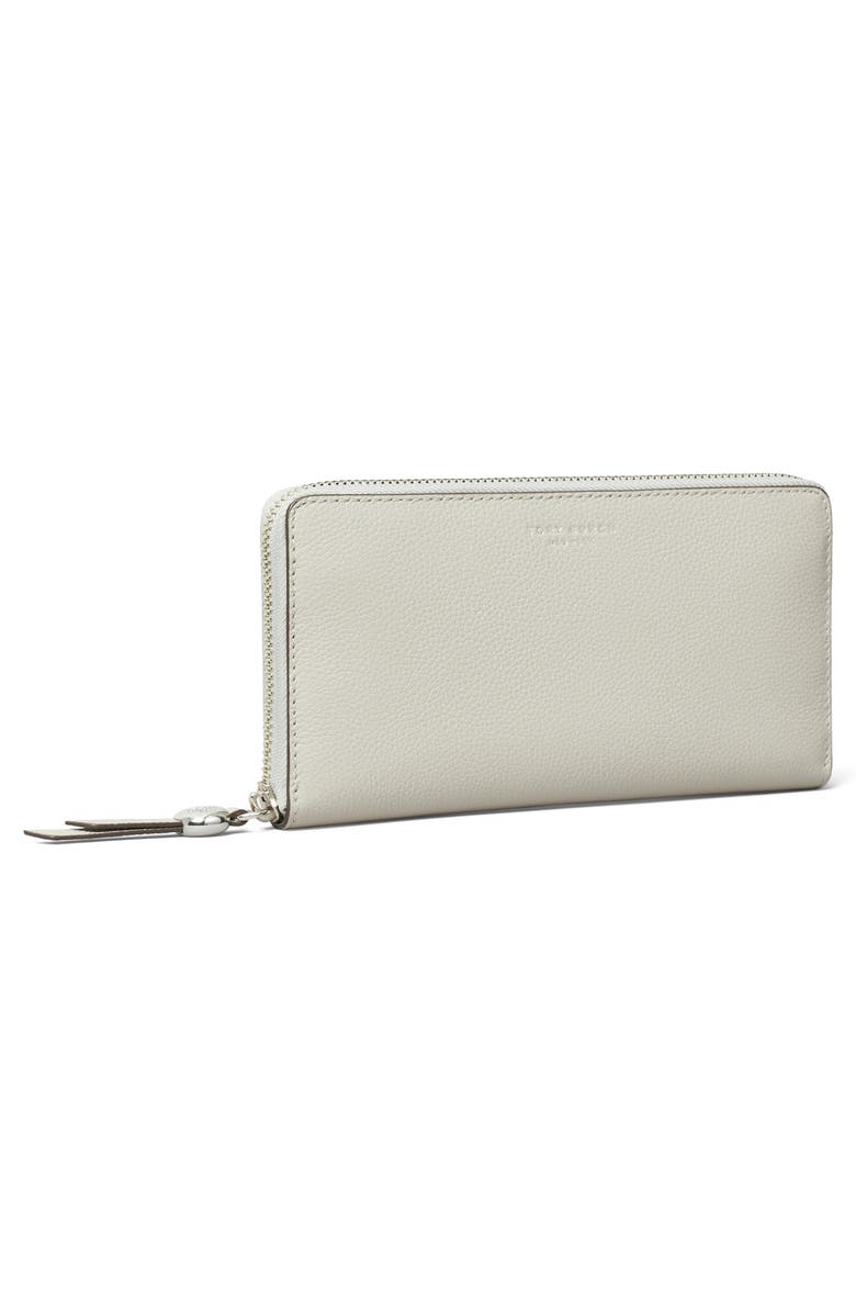 Tory Burch Romy Leather Zip Around Continental Wallet, Alternate, color, Ash Cloud