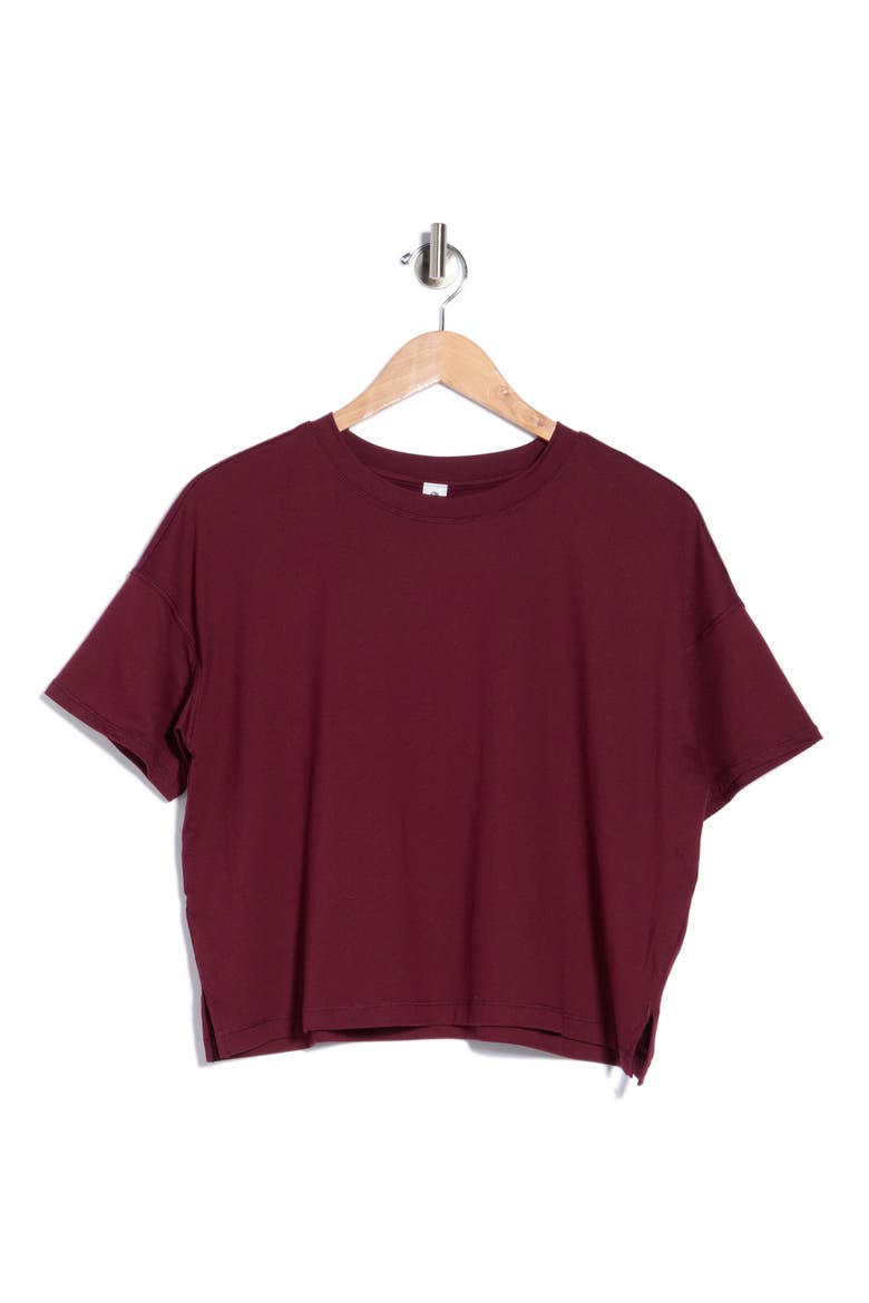 Super Soft Deluxe Boxy Cropped T-Shirt, Main, color, WINDSOR WINE
