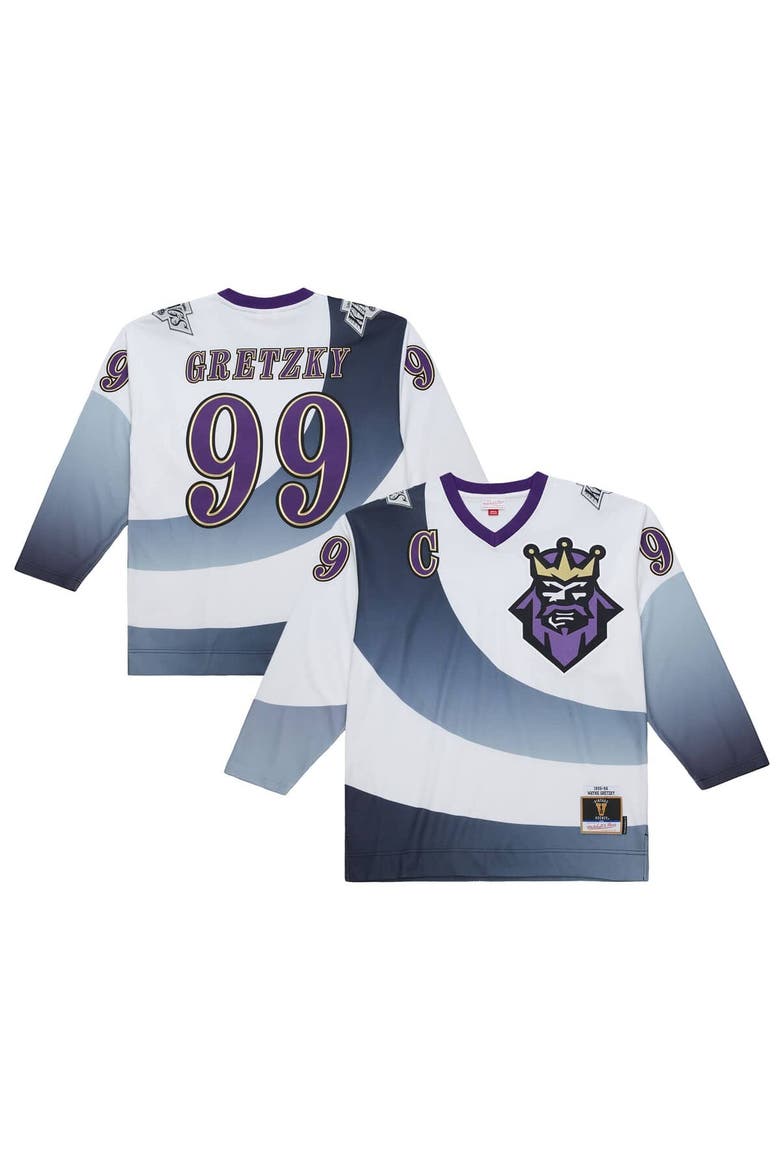 Men's Mitchell & Ness Wayne Gretzky White Los Angeles Kings 1995-96 Power Play Jersey, Alternate, color, White