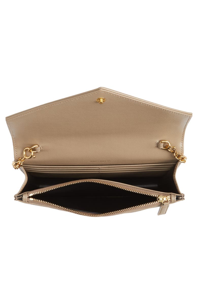 Saint Laurent 'Small Mono' Leather Wallet on a Chain, Alternate, color,