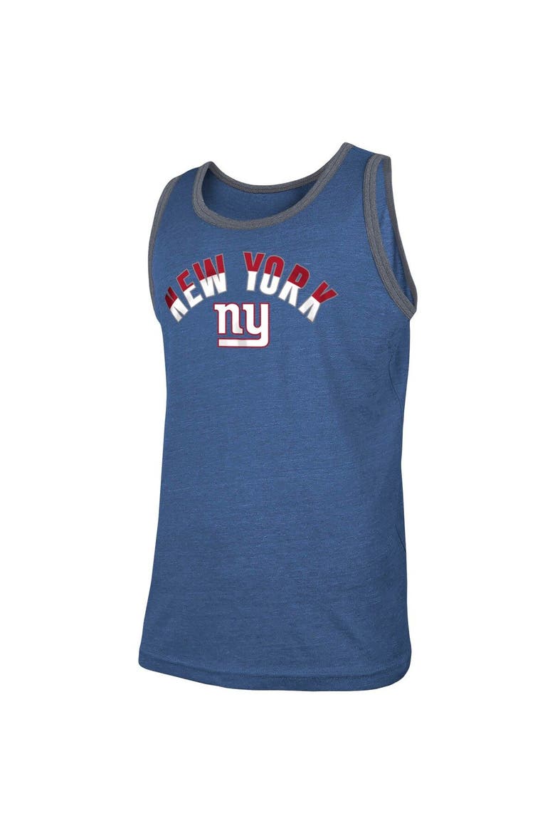 Men's New Era Heathered Royal New York Giants Ringer Tri-Blend Tank Top, Alternate, color, Heather Royal