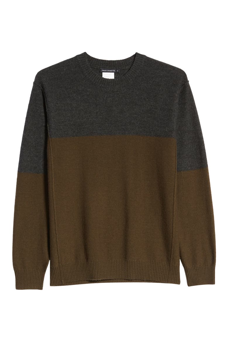 Regular Fit Felted Wool Blend Sweater, Alternate, color, LODEN GREEN/ DARK GREY MELANGE