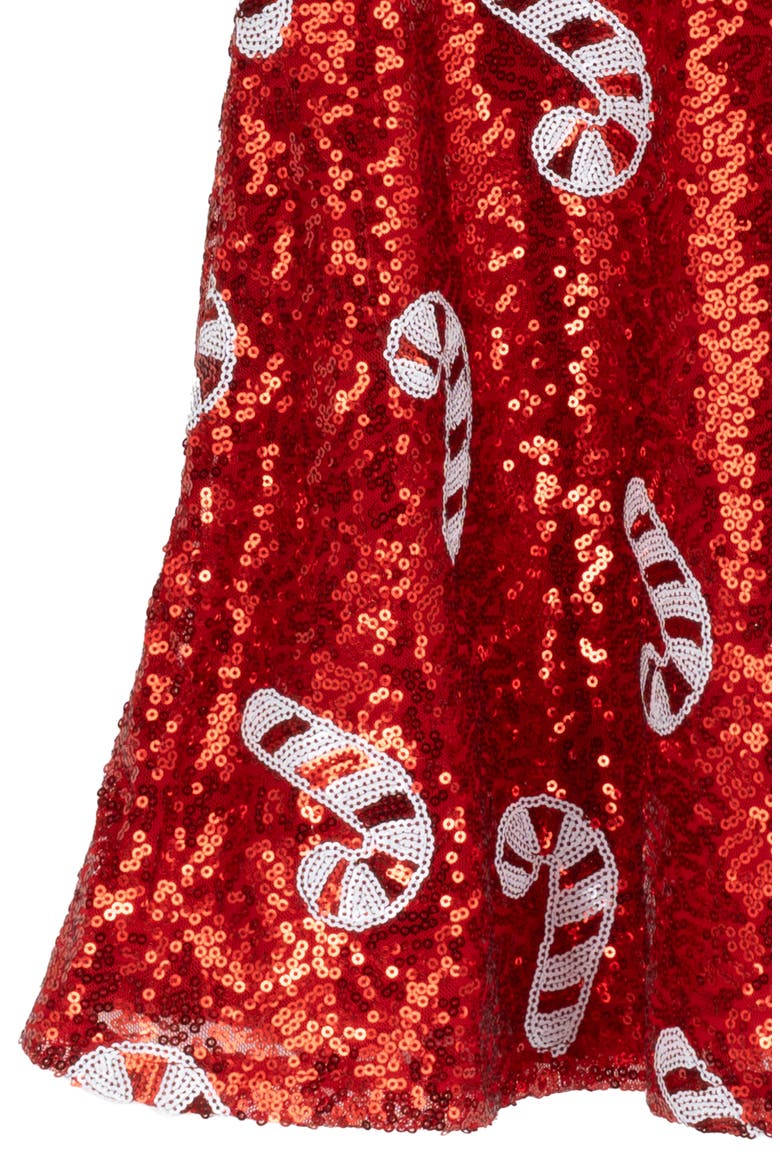 Kids' Candy Cane Sequin Dress, Alternate, color, RED