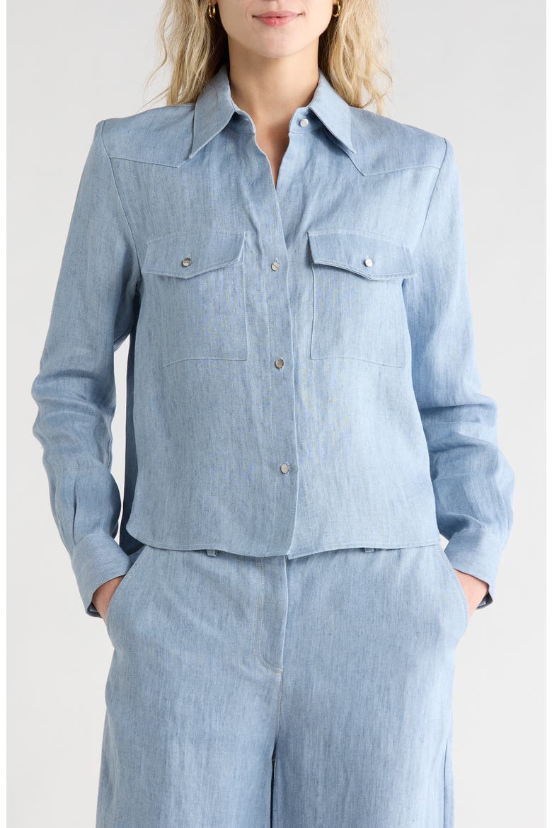 Carter Button-Up Shirt, Main, color, LIGHT INDIGO