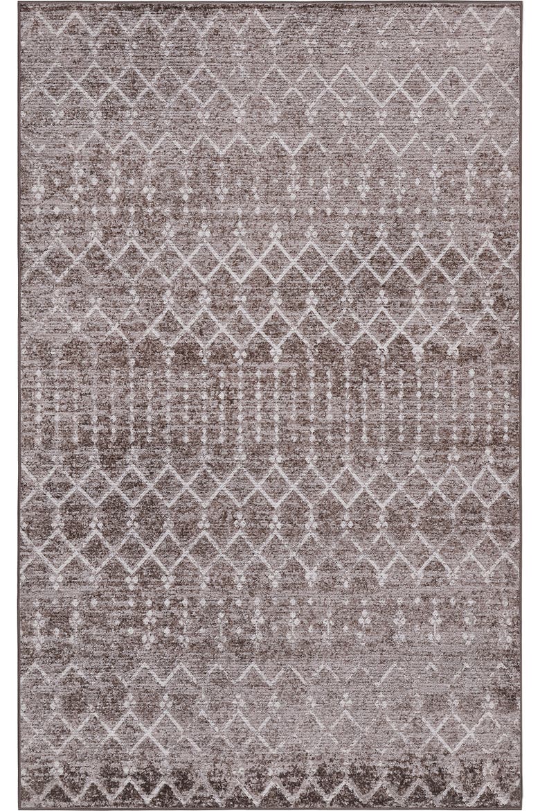 Leila Moroccan Diamond Trellis Non-Slip Machine-Washable Area Rug, Alternate, color, Taupe/Ivory