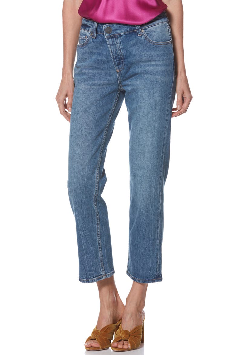 Noella Asymmetrical High Waist Crop Jeans, Main, color, GRACELAND