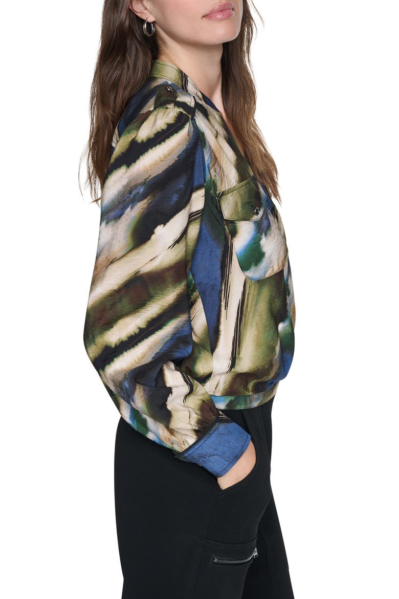 Print Surplice Top, Alternate, color, BRUSHED RIVERSIDE
