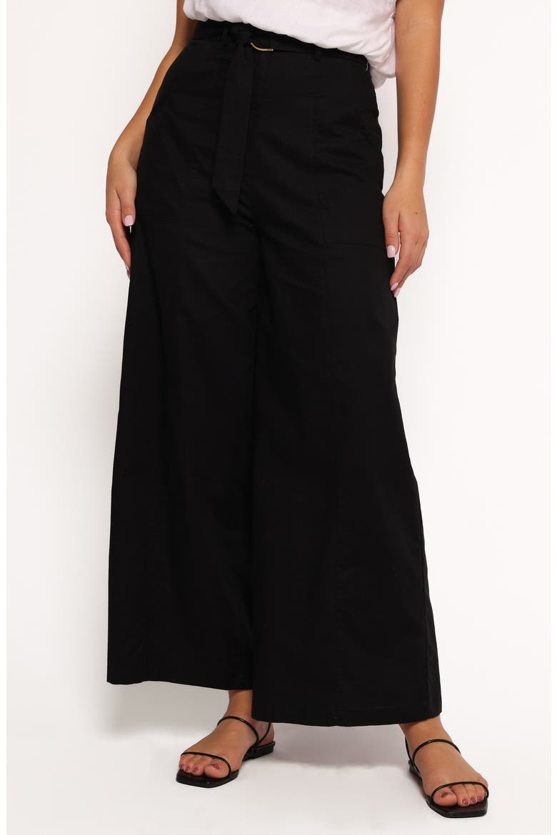 Sadie Cotton & Linen Wide Leg Pants, Main, color, BLACK