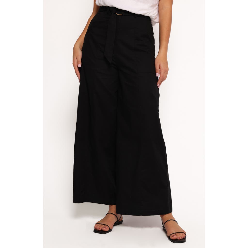 Petal And Pup Petal & Pup Sadie Cotton & Linen Wide Leg Pants In Black