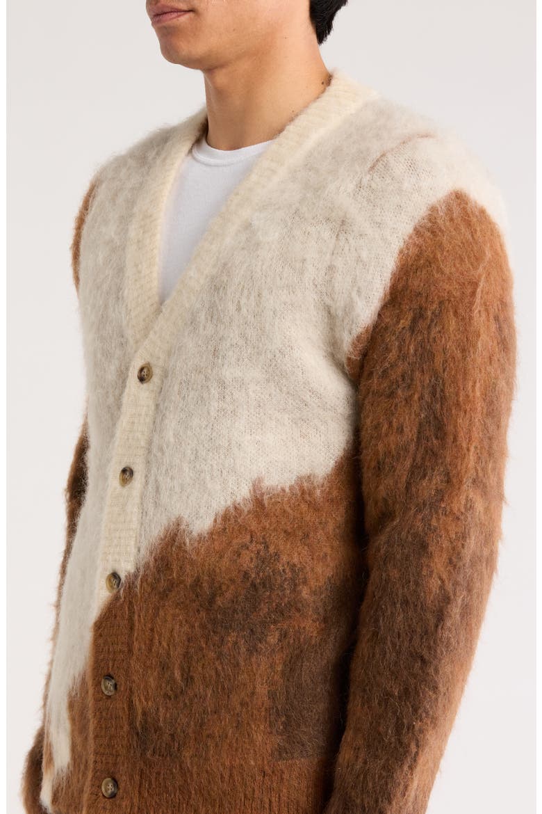 Horse Intarsia V-Neck Cardigan, Alternate, color, BROWN