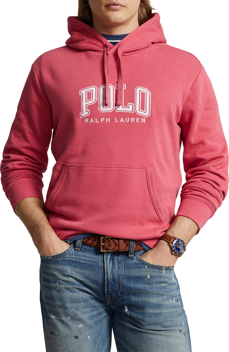 Polo Ralph Lauren Logo Fleece Hoodie, Main, color, Nantucket Red