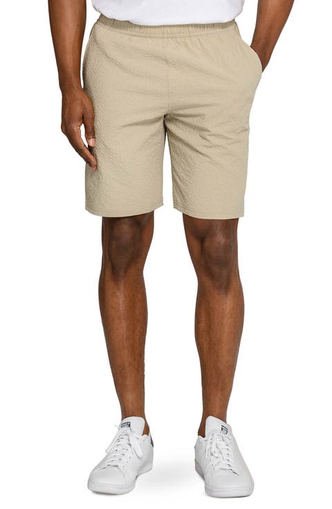 Slim Fit Drawstring Seersucker Shorts